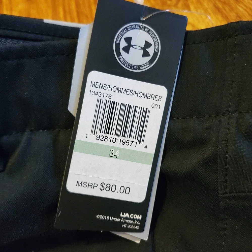 Under Armour Golf Pants Men 34 Black Showdown‎ Straight Athletic Performance New